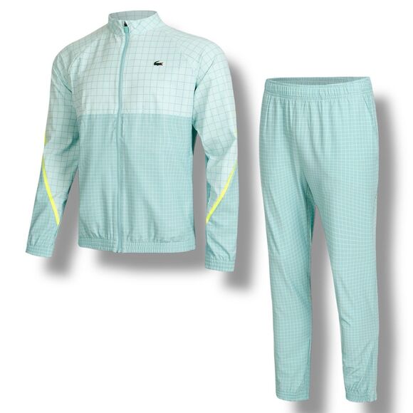 Lacoste Tracksuit Mens XL Blue Novak Djokovic Tennis Checkered Green Activewear - Picture 1 of 16
